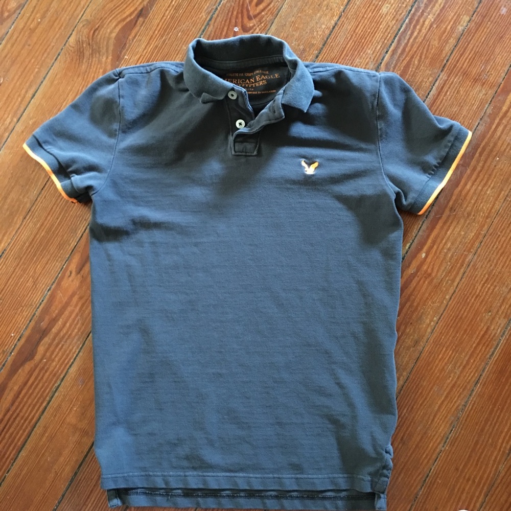 Grey/orange trim American Eagle s polo